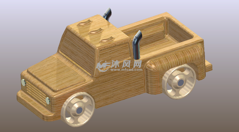 木头皮卡货车模型 - ProE玩具公仔类模型下载