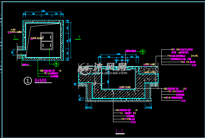 地下室集水坑,防水,河道侧壁,排水沟,爬梯详图