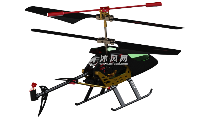 遥控直升飞机无人机航模SW模型 - solidworks