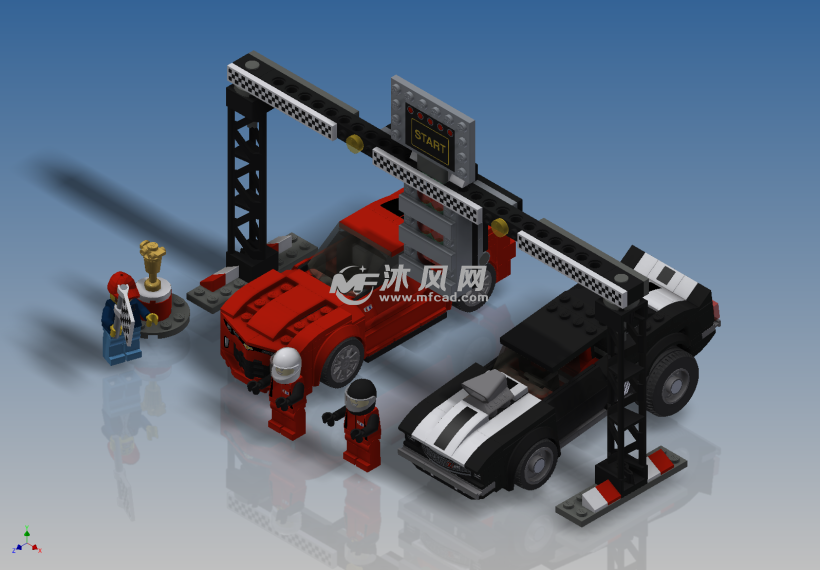乐高玩具赛车比赛现场模型