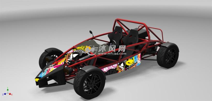 改造型四轮驱动赛车设计模型 - solidworks交通