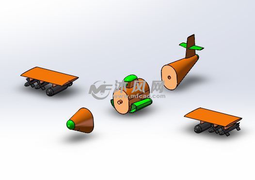 简单卡通飞机玩具模型 - solidworks玩具公仔类