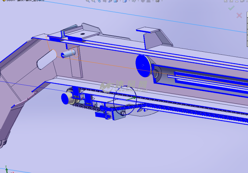 可伸缩机械臂链条传动模型 - solidworks底座支