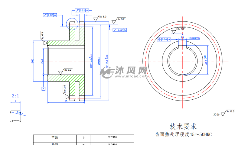 双排链轮零件图