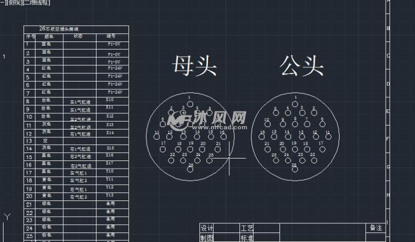 25芯航空插头接线图