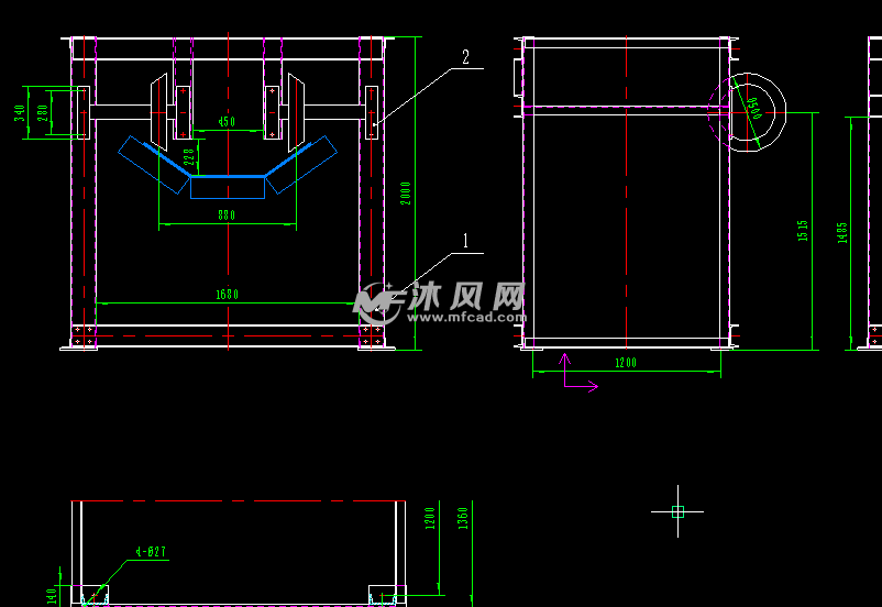 主井皮带机压带轮装置图 - AutoCAD输送设备图
