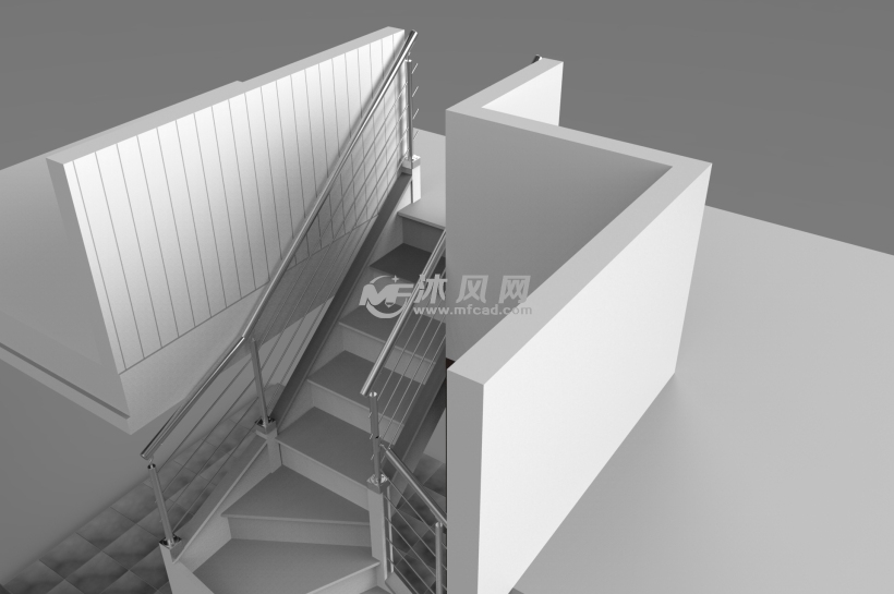 2层房屋楼梯设计模型 - solidworks生活用品类模
