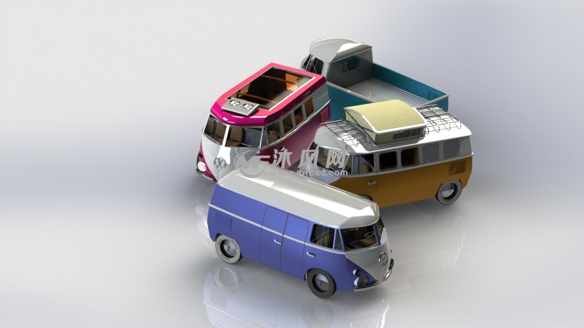 小面包车玩具组设计模型 - solidworks玩具公仔