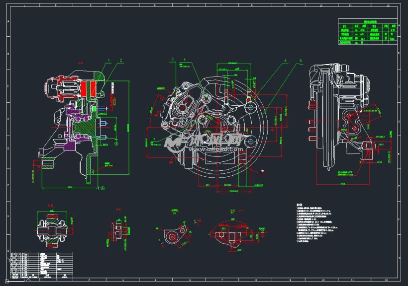 带电子手刹的汽车后制动器总成 详细图纸 3D模型高清图片