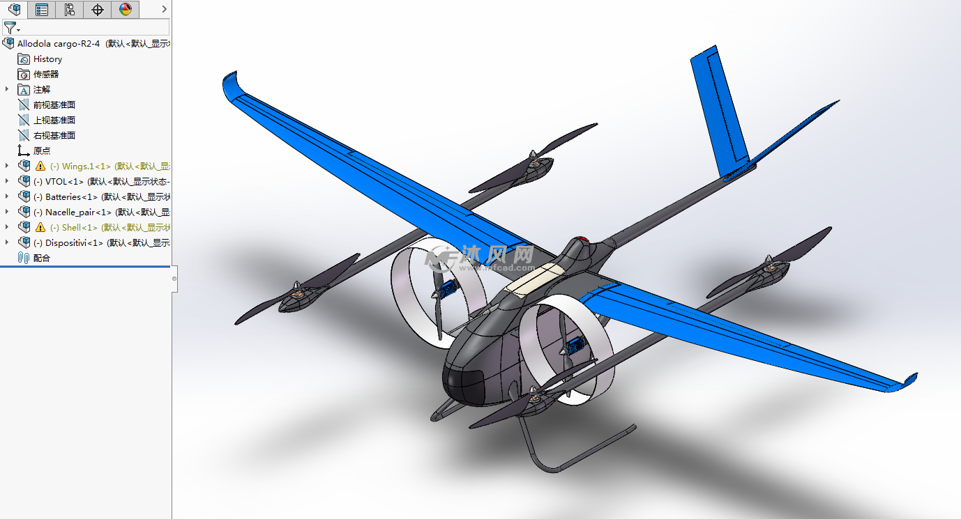 载货无人机模型 结构详细 - solidworks机械设备模型