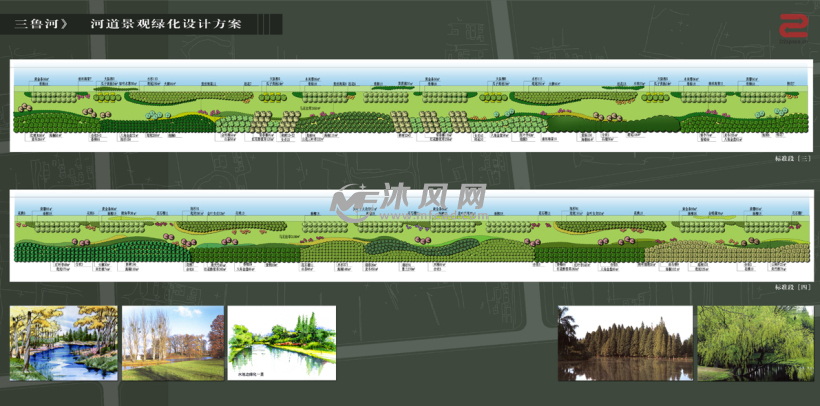 滨水景观绿化设计图 - AutoCAD滨河带绿化施工