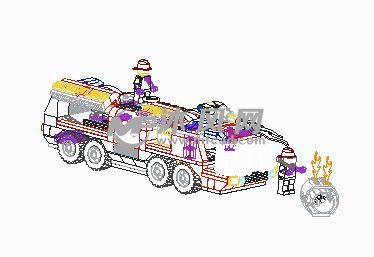 乐高机场消防车积木组合模型设计 - ProE玩具