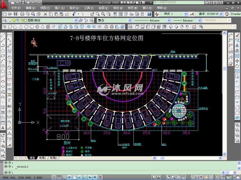 某小区7-8号楼停车场CAD设计施工图