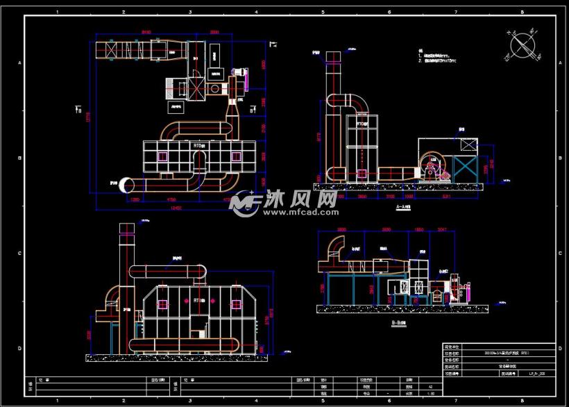 有机废气 vocs rto工艺 蓄热焚烧 全套图纸(工艺流程图,rto设备加工图