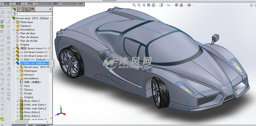 法拉利恩佐车体建模法拉利恩佐屁股轮胎法拉利恩佐渲染零件体法拉利
