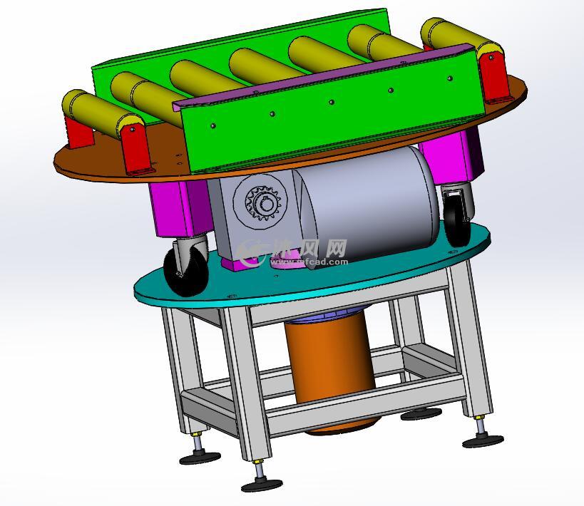 180度旋转滚筒输送机sw模型 - solidworks机械设备