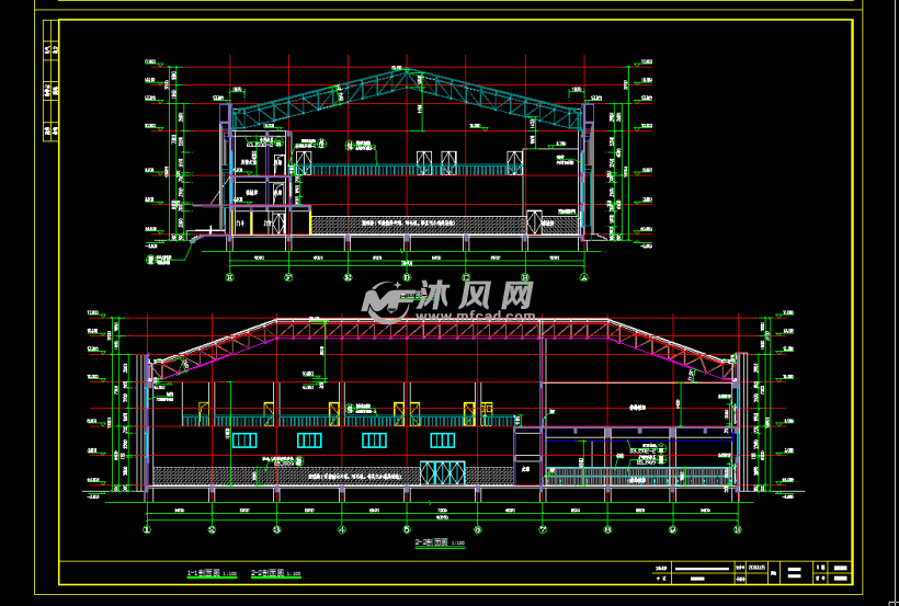 黑龙江省2层网架结构体育馆全专业设计施工图(含建筑,结构,水暖电全套