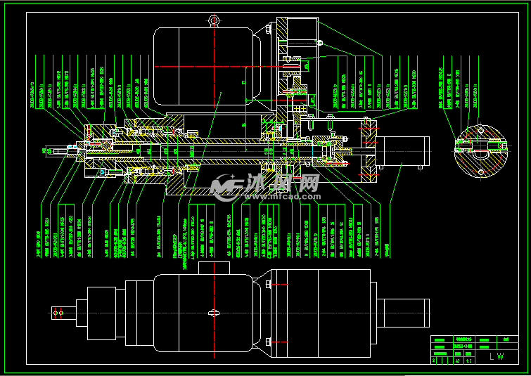 单轴挖槽动力头装配图及全套详细零件图(共30张)