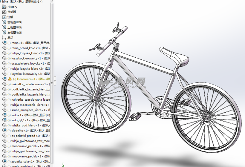 山地自行车(零件完整) - solidworks机械设备模型下载 - 沐风图纸