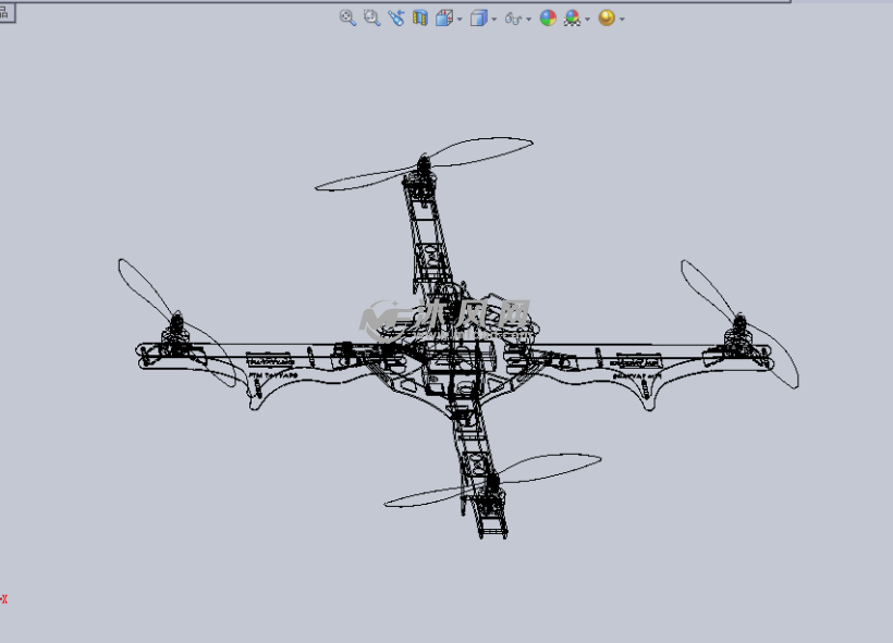 四翼遥控无人机玩具设计模型 - solidworks玩具