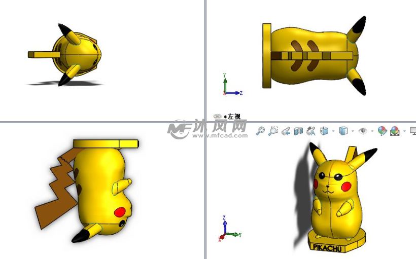 皮卡丘精灵摆件模型 - solidworks玩具公仔类模型下载