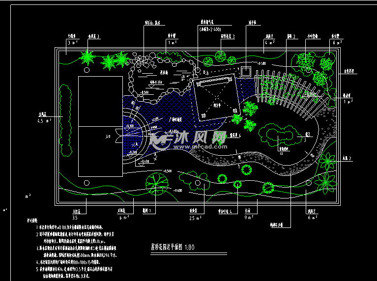屋顶花园景观全套施工图(水电图 植栽图 施工图)