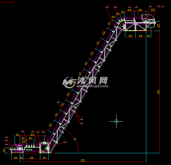 B=650大倾角皮带输送机总图 - AutoCAD输送设