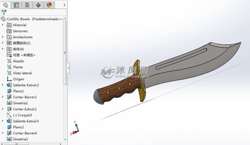 sw练习匕首刀模型 - solidworks生活用品类模型下载