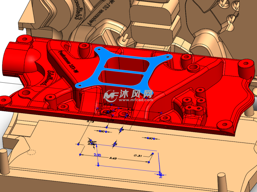 V8发动机的进气歧管注塑模分模 - 工业用品模