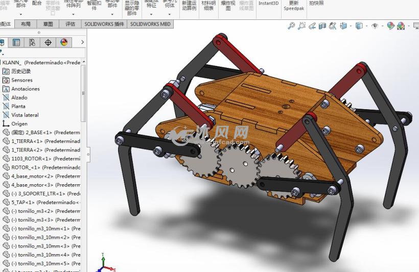 机械蜘蛛sw模型 - solidworks机械设备模型下载 - 沐风图纸
