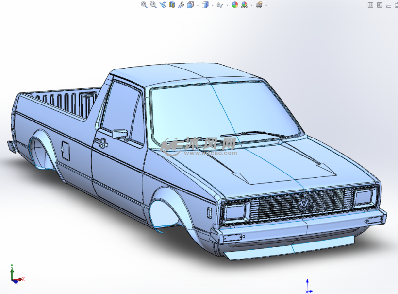 大众皮卡车货车车体模型 - solidworks交通工具