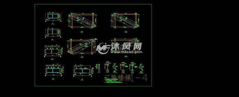 楼梯详图大全 cad楼梯结构图纸下载,免费楼梯结构cad施工图 沐风