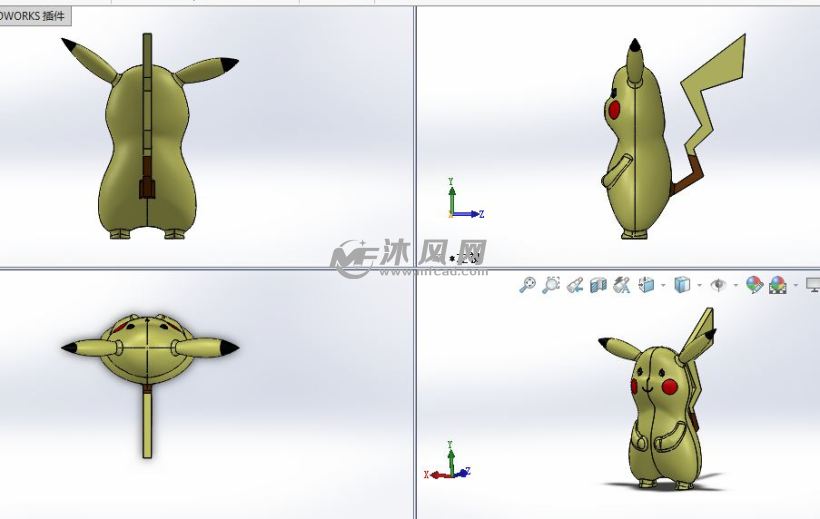 皮卡丘小胖公仔模型 - solidworks玩具公仔类模型下载