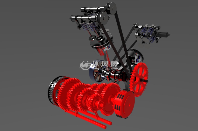 V型双缸发动机设计模型 - solidworks机械设备
