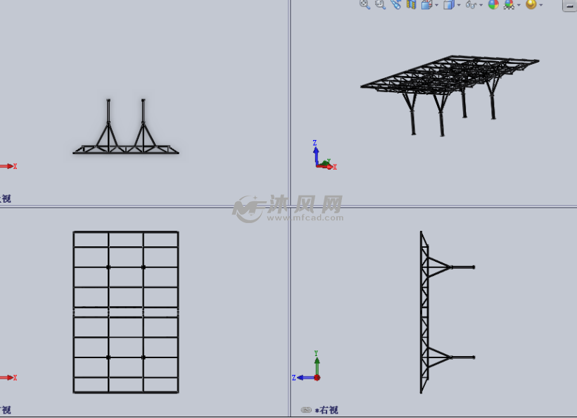 树冠结构(钢)雨棚设计模型三视图