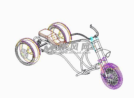 哈雷三轮摩托车设计模型 - ProE交通工具类模