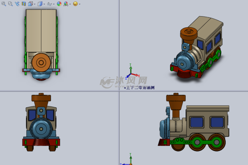 托马斯玩具火车头设计模型三视图