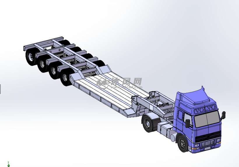 平板拖车挖掘机拖车卡车模型 - solidworks交通