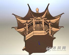 八角凉亭模型