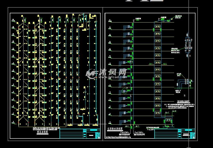 广东省某单元式高层住宅楼给排水设计施工图纸