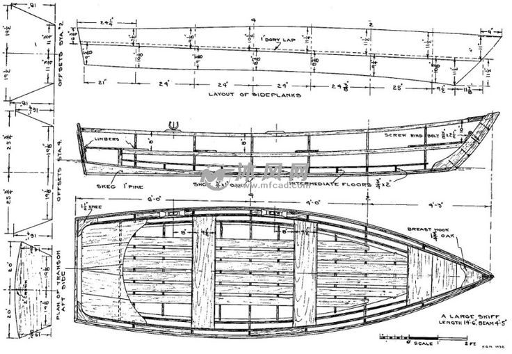 木制小船模型(结构详细)