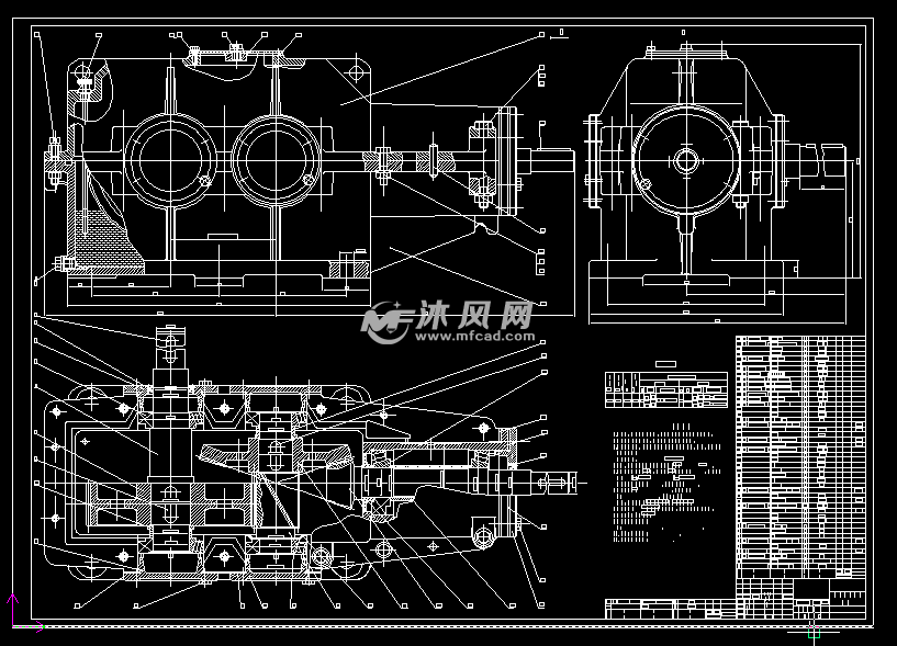圆锥圆柱齿轮减速器总图设计 - AutoCAD减速机