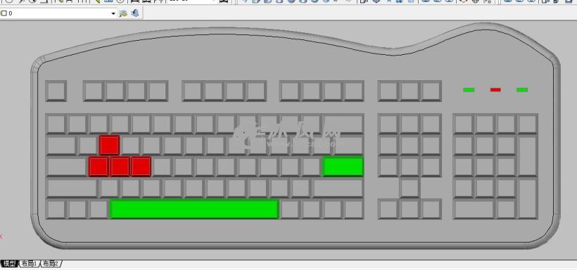 逼真电脑机械键盘-autocad2007三维建模