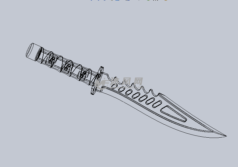 战斗携带匕首刀设计模型线性结构图