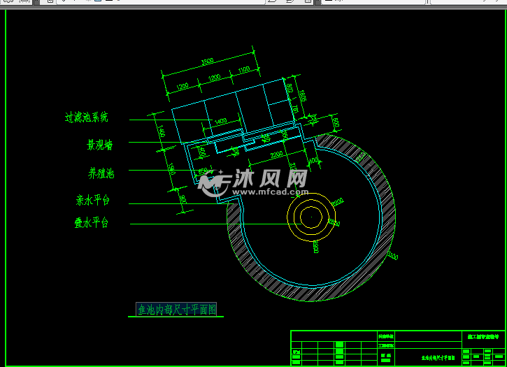 鱼池/鱼塘cad设计图纸