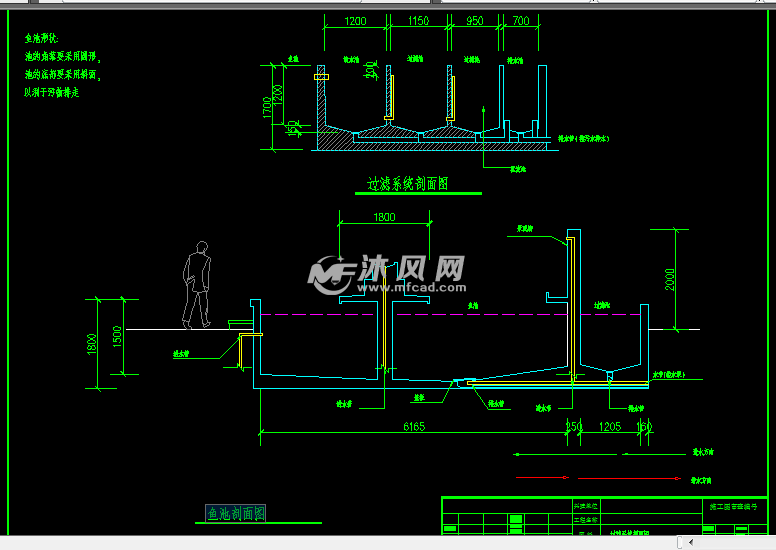 鱼池/鱼塘cad设计图纸