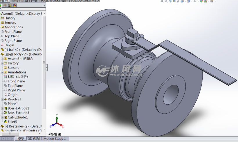 法兰球阀sw设计模型 - solidworks机械设备模型下载