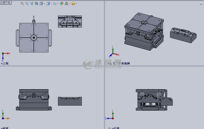 波形缸体注塑模具(详解)设计模型三视图