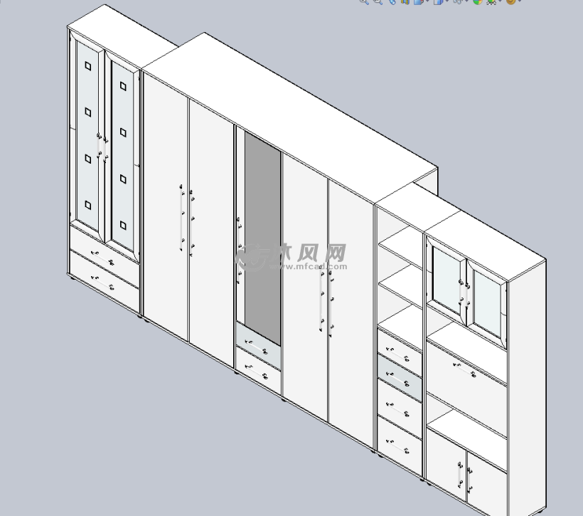 完整的家用衣柜sw设计模型轴测图