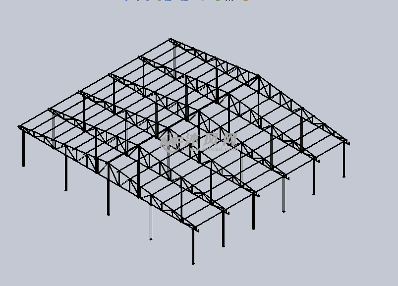 钢结构的停车棚框架设计模型